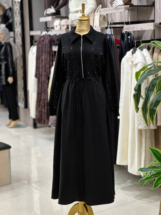 Bel Büzme Spor Elbise 12674 T-26 Siyah