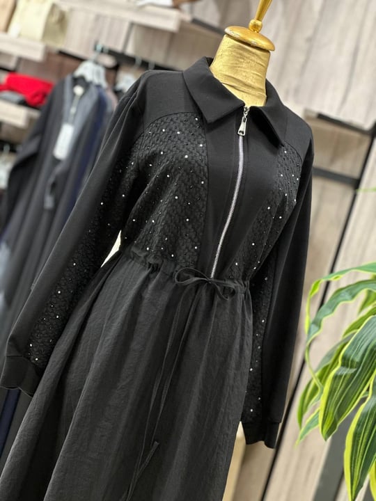 Bel Büzme Spor Elbise 12674 T-26 Siyah