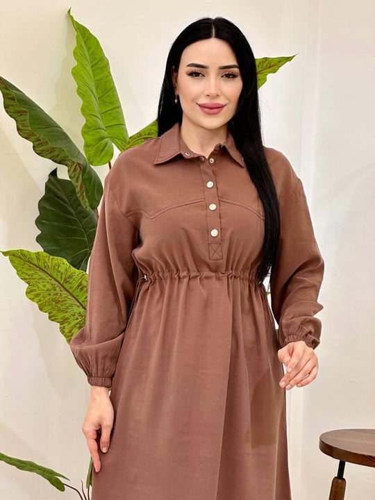 Bel Büzme Spor Elbise 20693 T-25 Kahverengi