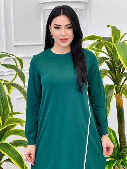 Biyeli Uzun Tunik 7088 Yeşil