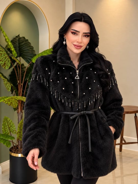 Boncuk Detay Angora Kaban 9041 T-26 Siyah