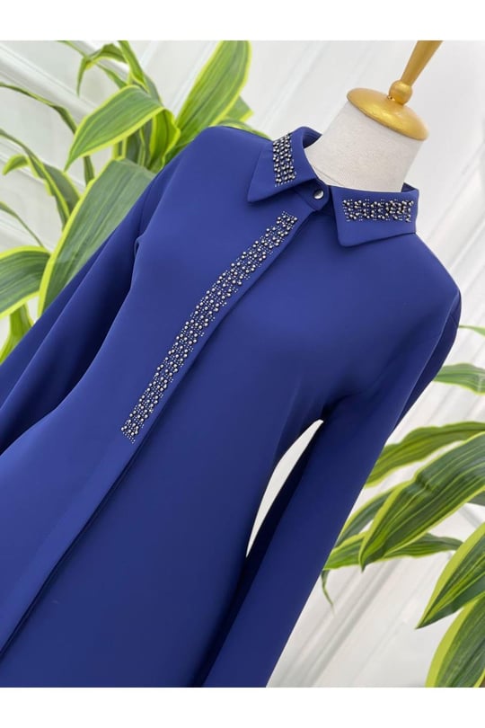 Boncuk Detay Tunik 1160-Saks