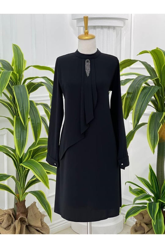 Broşlu Tunik 774-Siyah