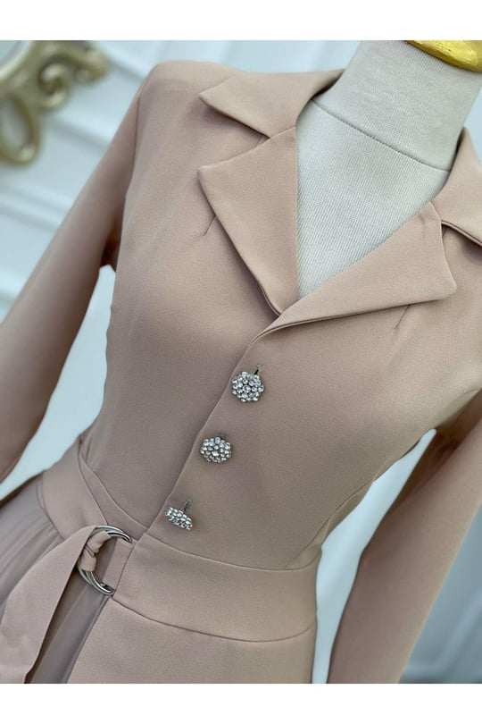 Ceketli Elbise 1084-Bej