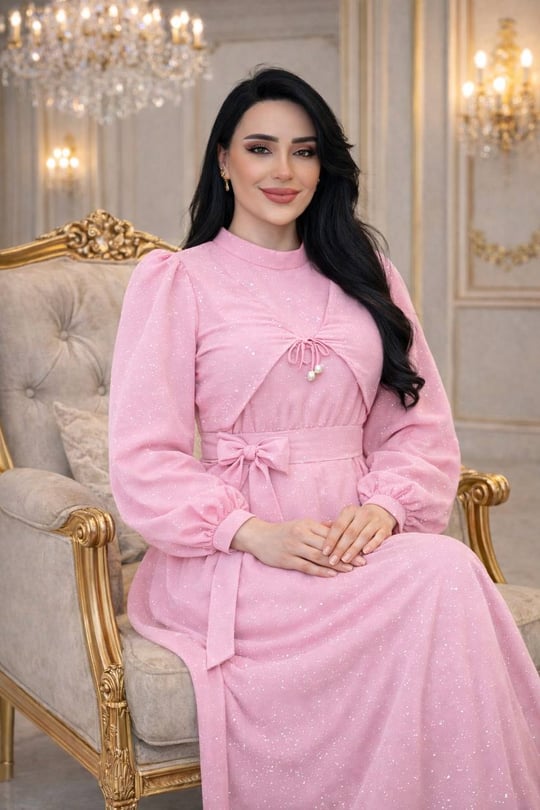 Cepken Görünümlü Işıltılı Elbise 2034 T-26 pembe