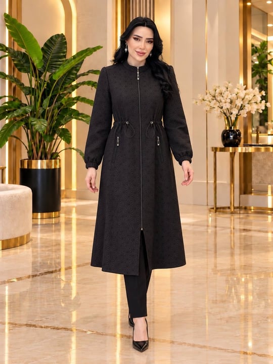 Çiçek Desen Kapitone Kap T-26 1238 Siyah
