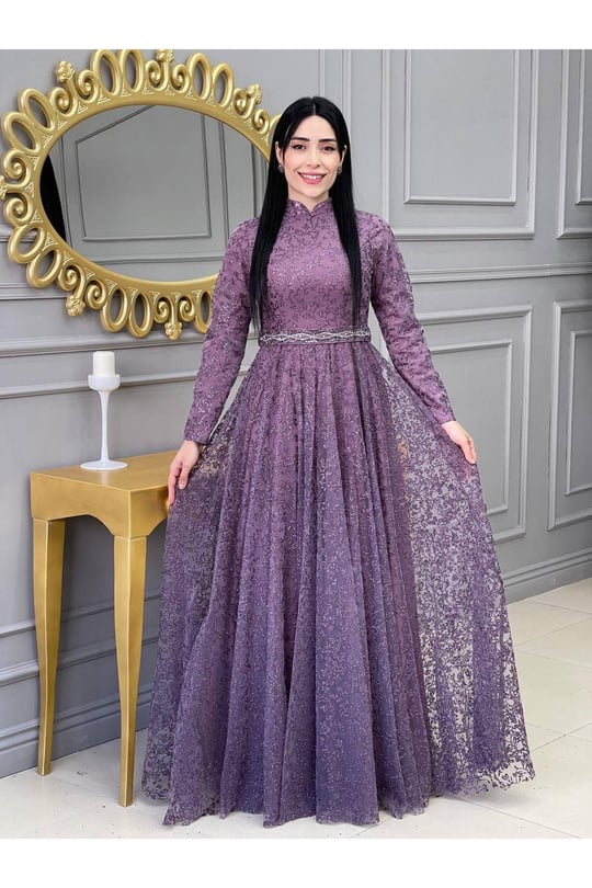 Çiçek Sim Abiye 17735-Leylak