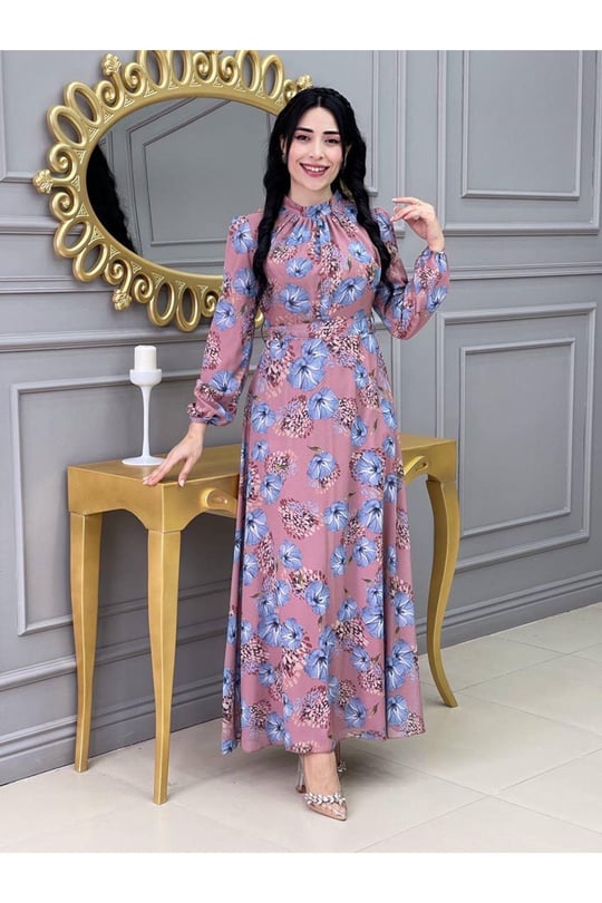 Çiçekli Elbise 3307-Purdra