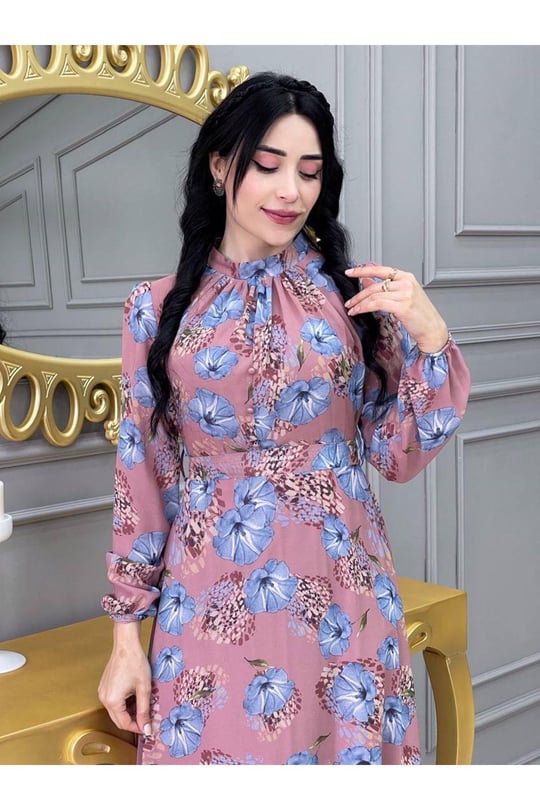 Çiçekli Elbise 3307-Purdra