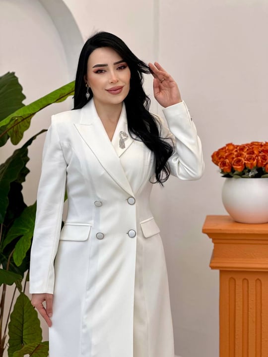 Çift Düğme Ceket Kap 5016 T-26 Beyaz