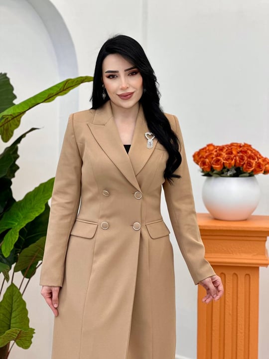Çift Düğme Ceket Kap 5016 T-26 Camel