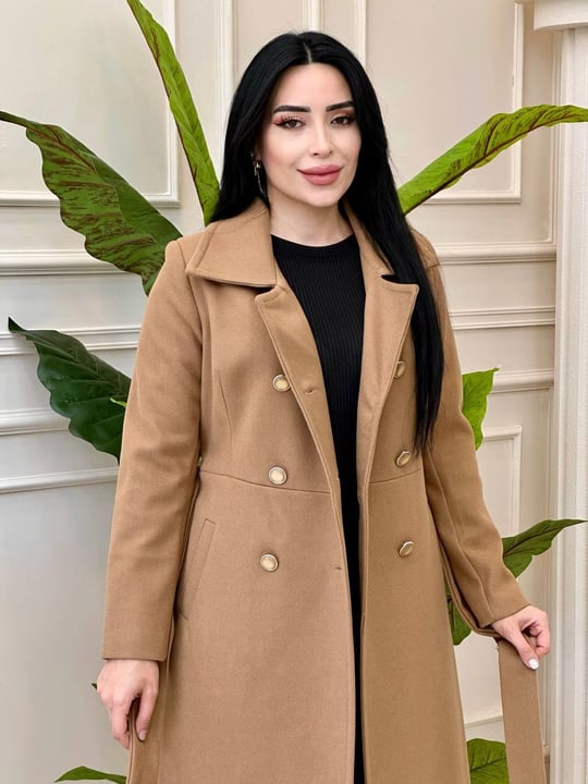 Çift Düğme Klasik Kaşe Kaban 5146 t-24 Camel