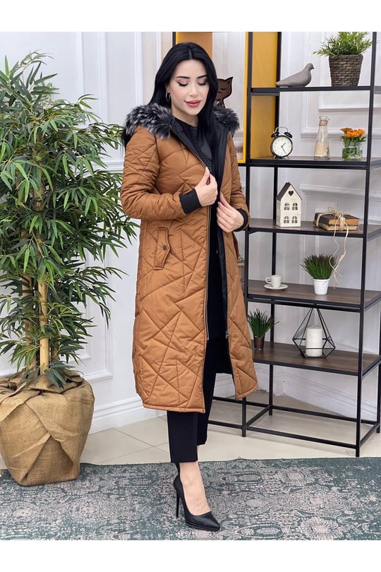 Çift Taraflı Şişme Kaban 8133-Siyah Taba