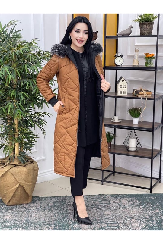 Çift Taraflı Şişme Kaban 8133-Siyah Taba