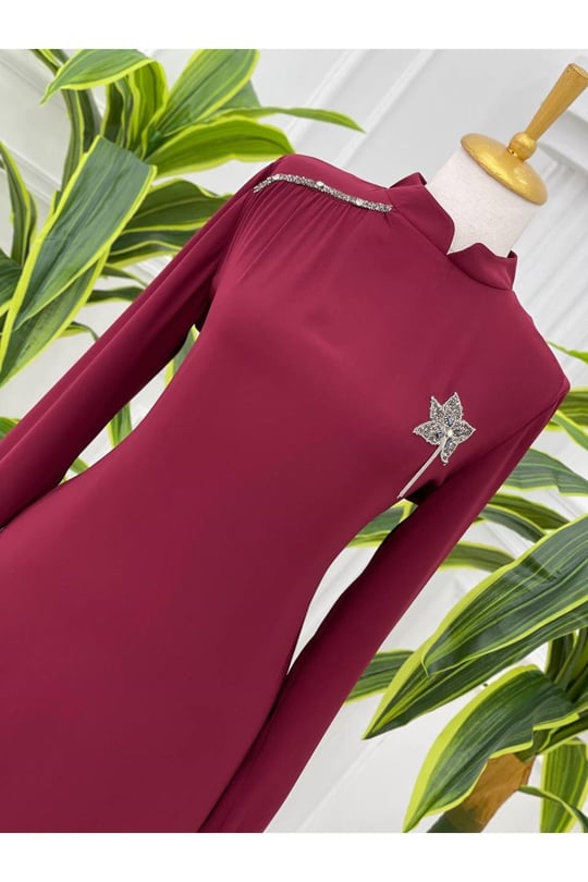 Çınar Yaprak Tunik 751-Bordo