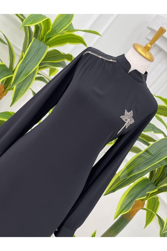 Çınar Yaprak Tunik 751-Siyah