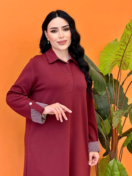 Çizgi Detay Oyşo Elbise 12652 T-25 Bordo
