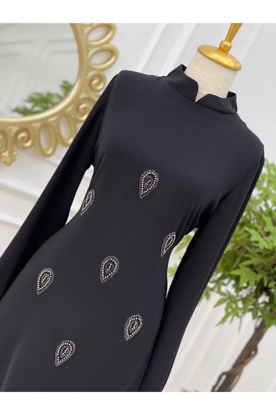 Damla Taş Tunik 585-Siyah