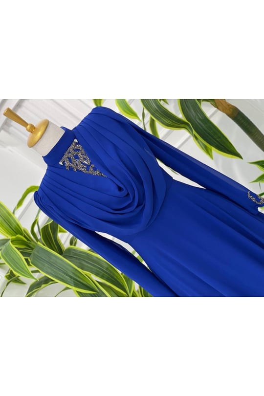 Degaje Şifon Elbise 7418-Saks