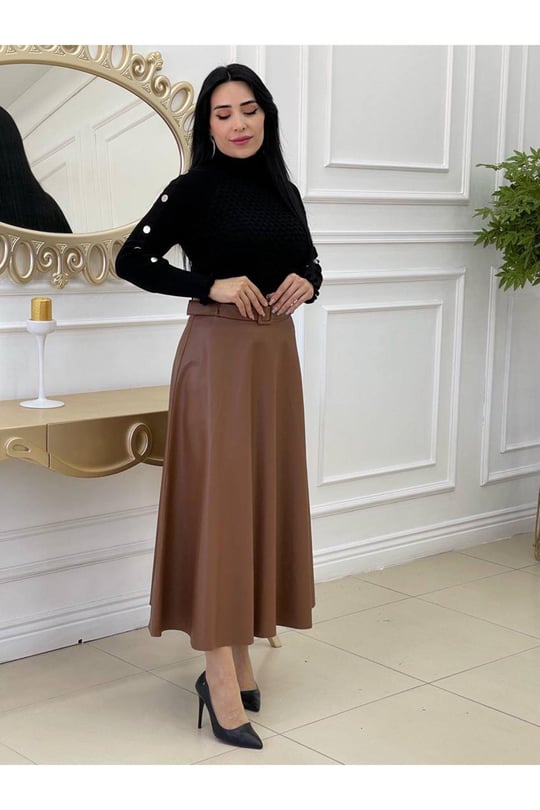 Deri mevlana etek 2986-Taba