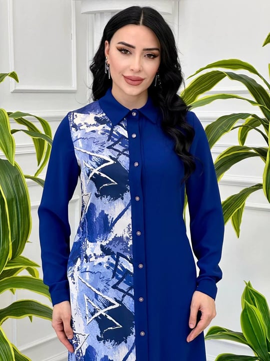 Dijital Baskı Tunik5416 Saks