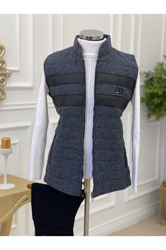 Dilimli Yelek 7576-Mavi