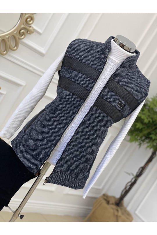 Dilimli Yelek 7576-Mavi