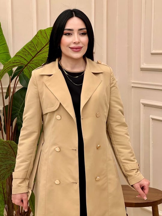 Düğme Detay Trenç 251560 t-25 Camel