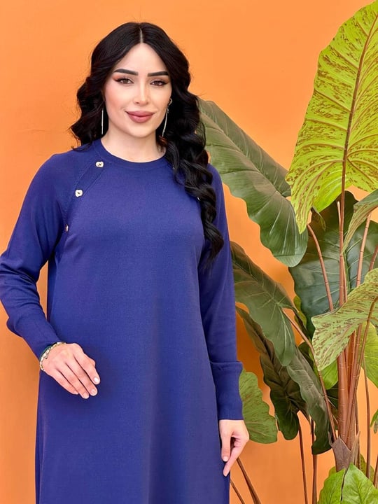 Düğmeli Reklan Kol Elbise 140307 T-25 Lacivert