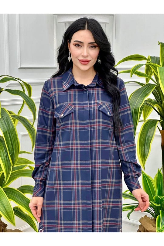 Ekose tunik Gömlek 2141-Lacivert