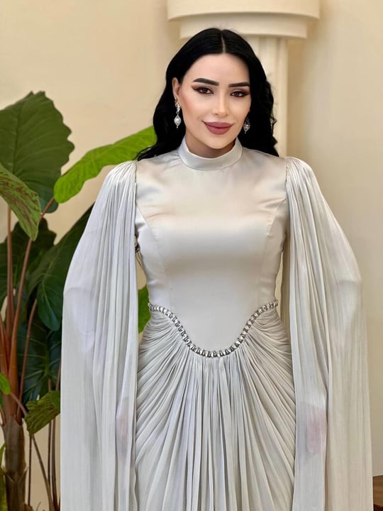 Eteği Drape Kol Pelerin Elbise 0711 T-25 Taş