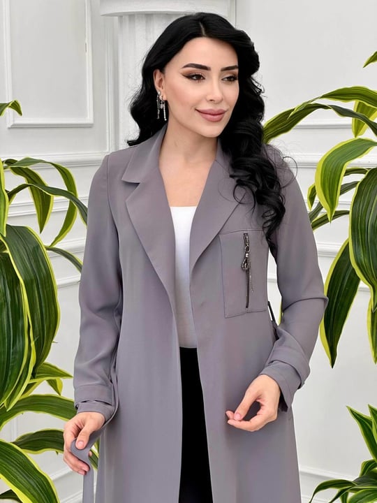 Fermuar Detay Bağlamalı Giy Çık 3354 T-24 Gri