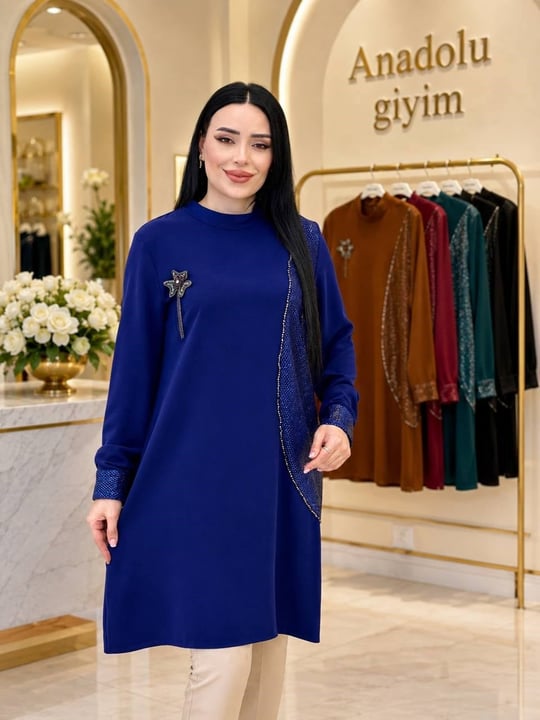 File Detay Broşlu Tunik 2234 T-26 Saks