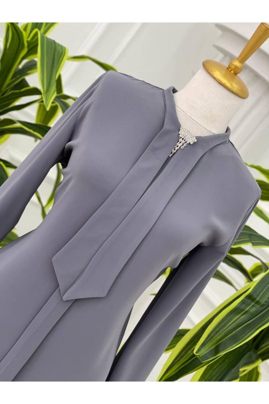 Fularlı Tunik 583-Gri
