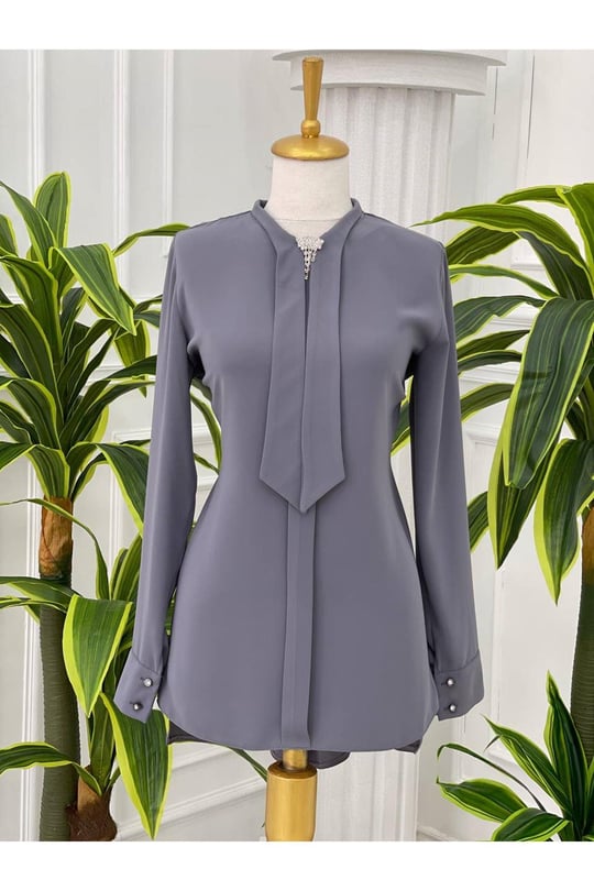 Fularlı Tunik 583-Gri