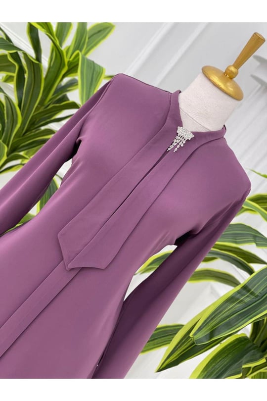 Fularlı Tunik 583-Leylak