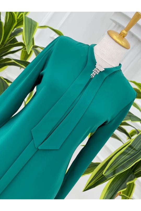 Fularlı Tunik 583-Mint yeşili