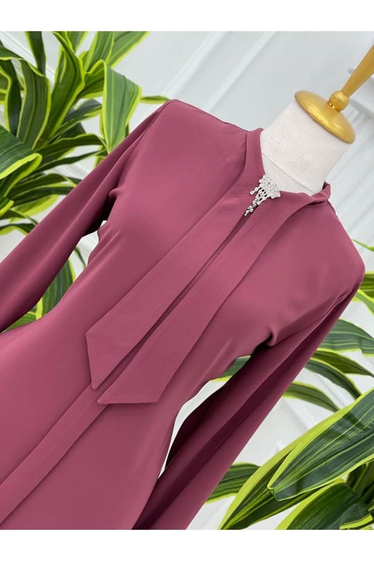 Fularlı Tunik 583-Rose