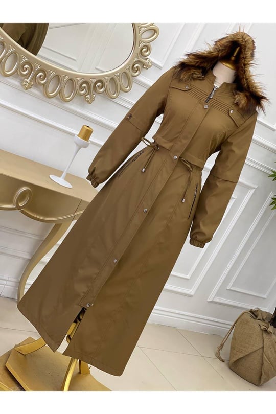 Gögüs Apolet Tam Boy Parka 4227-Camel