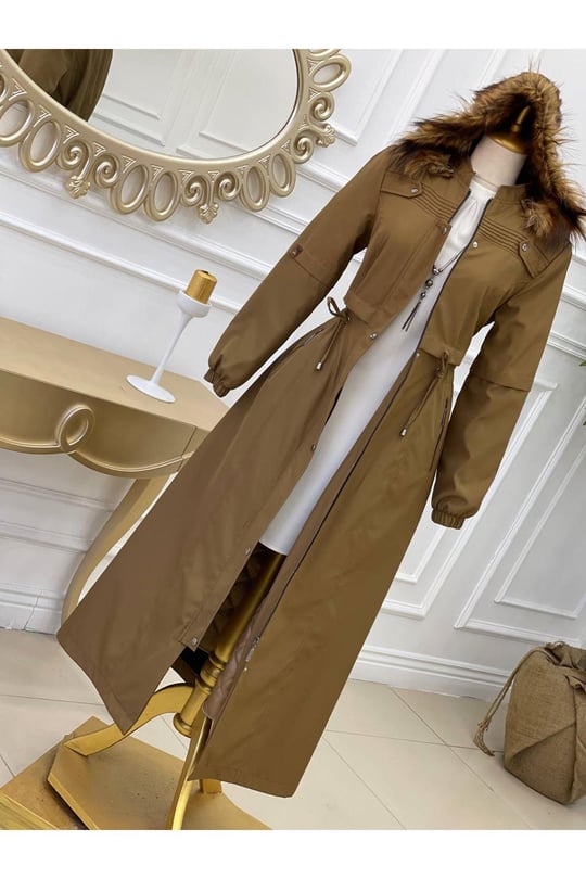 Gögüs Apolet Tam Boy Parka 4227-Camel
