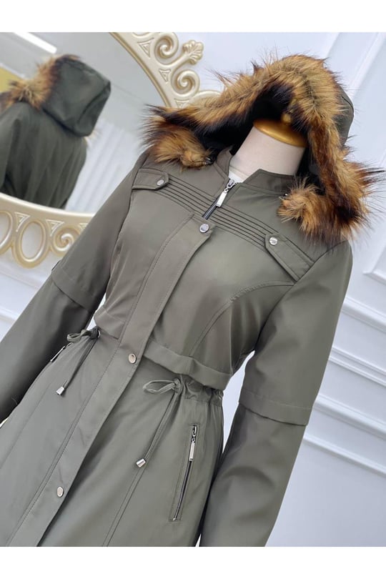 Gögüs Apolet Tam Boy Parka 4227-Haki