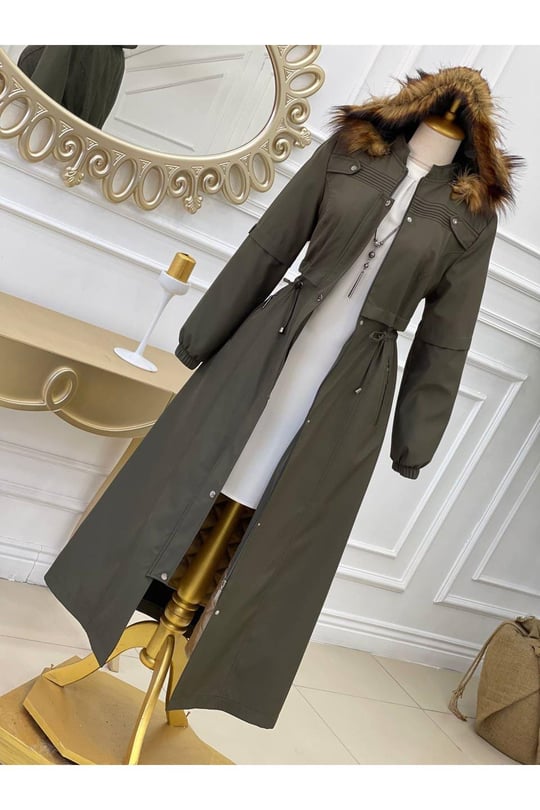Gögüs Apolet Tam Boy Parka 4227-Haki