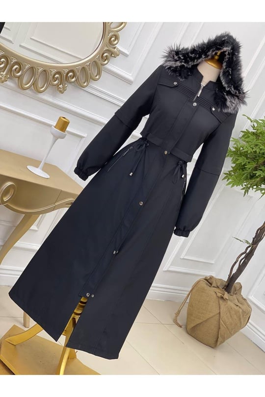 Gögüs Apolet Tam Boy Parka 4227-Siyah