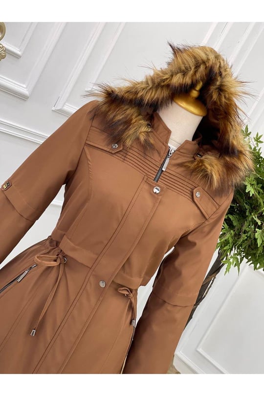 Gögüs Apolet Tam Boy Parka 4227-Taba