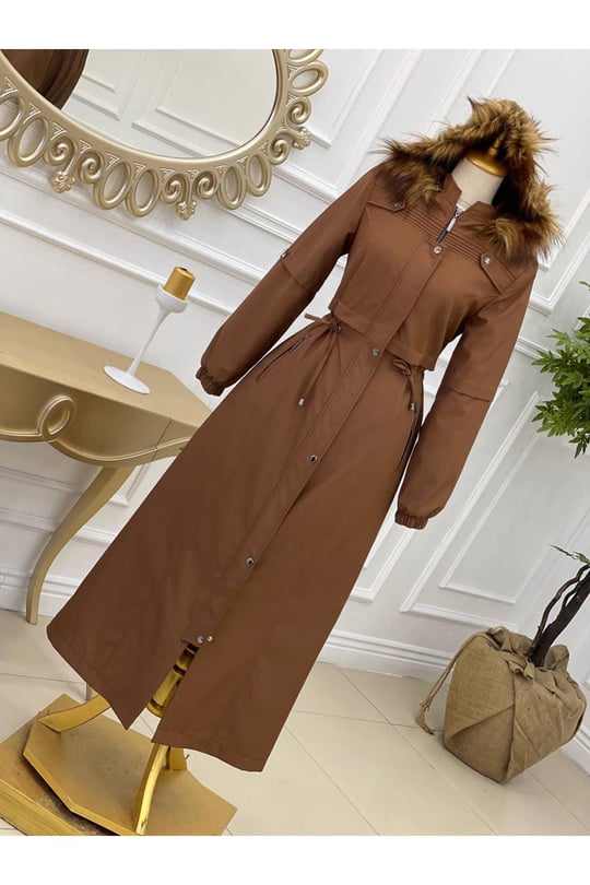 Gögüs Apolet Tam Boy Parka 4227-Taba