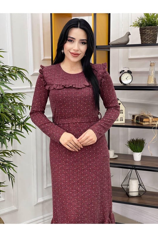 Gögüs Fır Fır Mini Puanlı Elbise 3154-Bordo