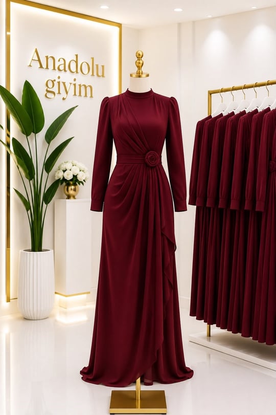 Gül Kemer Kapama Abiye 5346 T-26 Bordo