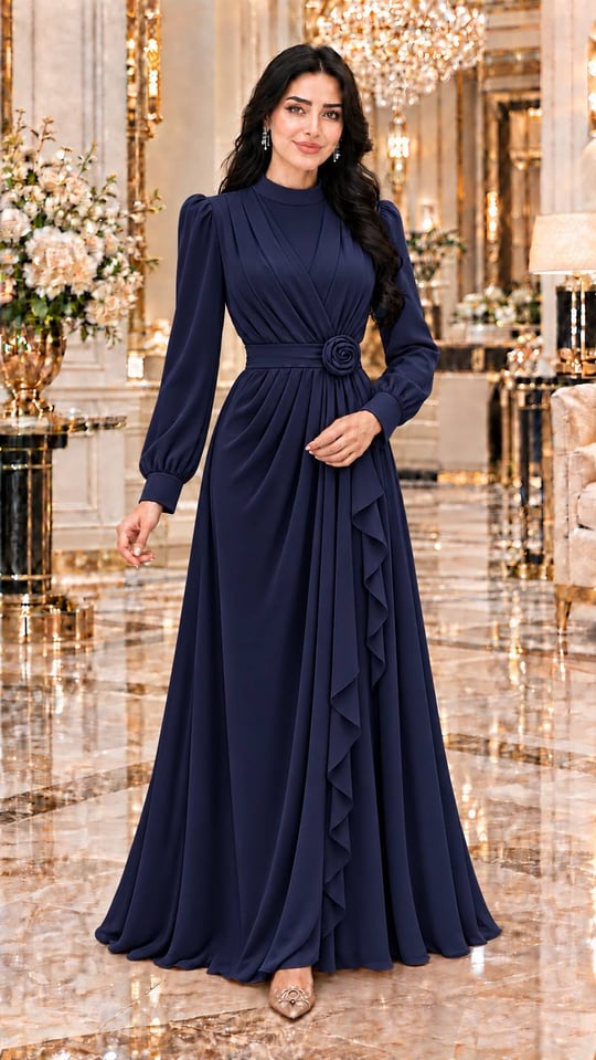 Gül Kemer Kapama Abiye 5346 T-26 Lacivert