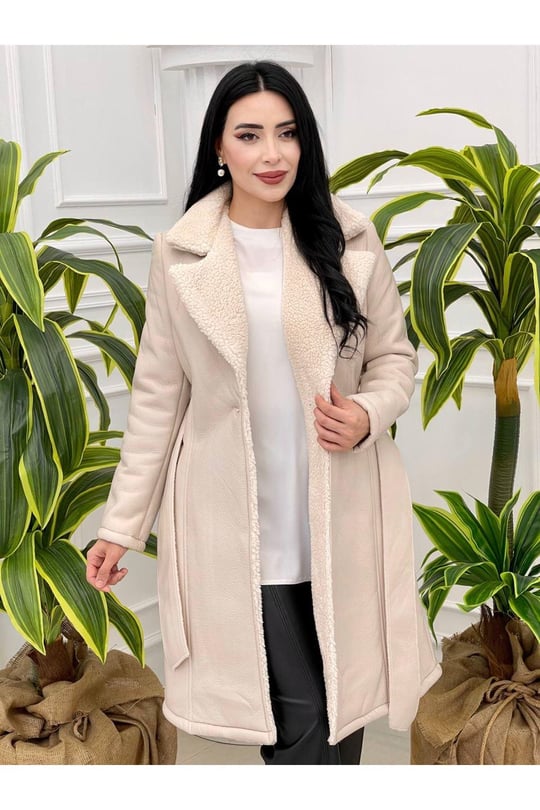 İçi Kürklü Kaban 5136-Beyaz