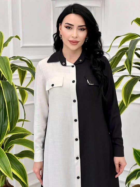İki Renk Tunikli Takım 6130 T-24 Siyah